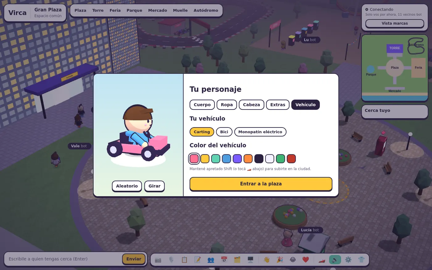 Editor de personaje con un carting rosa.